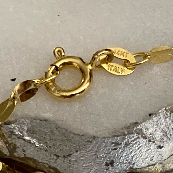 NEW 14KT YELLOW GOLD FLAT-LINK NECKLACE, 18 INCHES - Picture 3 of 7